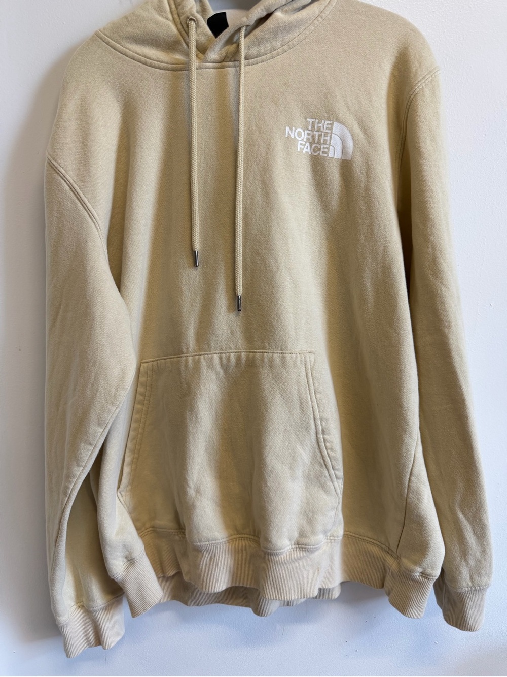The North Face Hoodie Mens Large Beige Half Dome Back Logo Pullover Gorpcore
